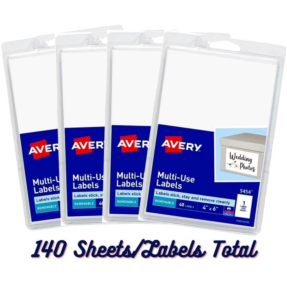AVERY Laser Inkjet Multipurpose Labels on 4" x 6" 40 Sheets / Box - 140 Total